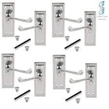 Golden Grace 4 Pair Georgian Lever Latch Door Handles in Polished Chrome - 107mm x 48mm Chrome