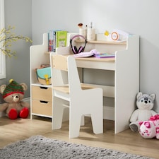 Kids Scribbly Study 2 Drawer Desk Matching Chair and Storage Shelves