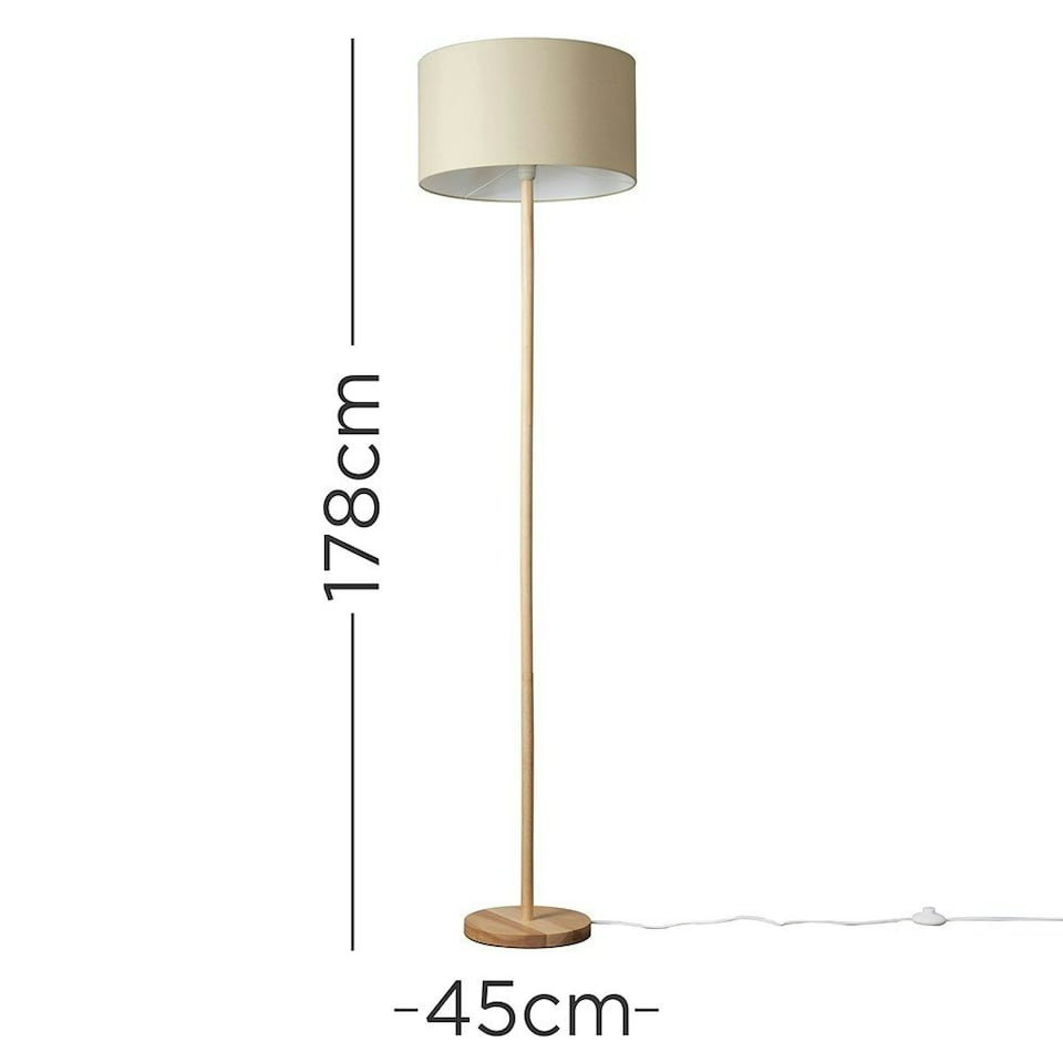 image 1 of ValueLights Modern Light Wood Floor Lamp With Beige Fabric Shade