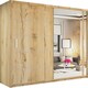 image 1 of Stylish 150cm Sliding Wardrobe with Full Mirror Door & Lined Panel Design | White, Black, Grey Finish Brown | Oak150cm