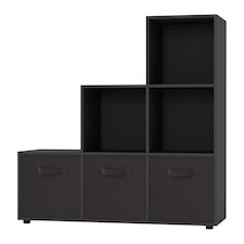 6-Cube Step Shelving Unit With Non Woven Inserts | Black | Black & Black | 1