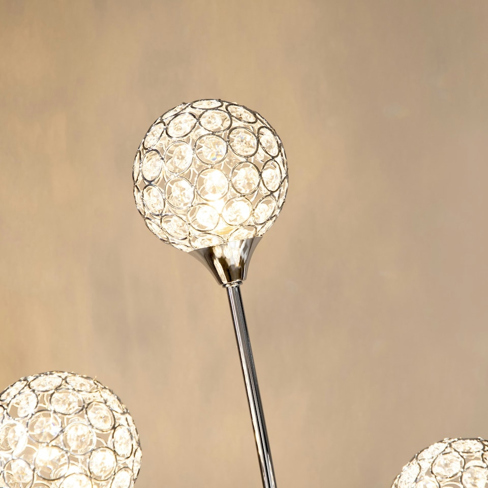 image 1 of HOMCOM Modern Floor Lamp w/ K9 Crystal Shade, 5 Light, for Living Room, Silver