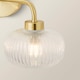 image 5 of ValueLights Amaia Gold IP44 2 Way Clear Ribbed Glass Wall Light | Gold
