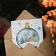 image 3 of Decorated Tree Cabin Snow Globe Blank For Him Or Her Art Xmas Festive Christmas Card