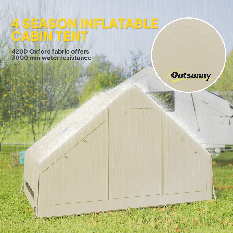 image 1 of Outsunny Inflatable Camping Tent with Pump and Stove Jack Hole, Easy Setup 24 Person