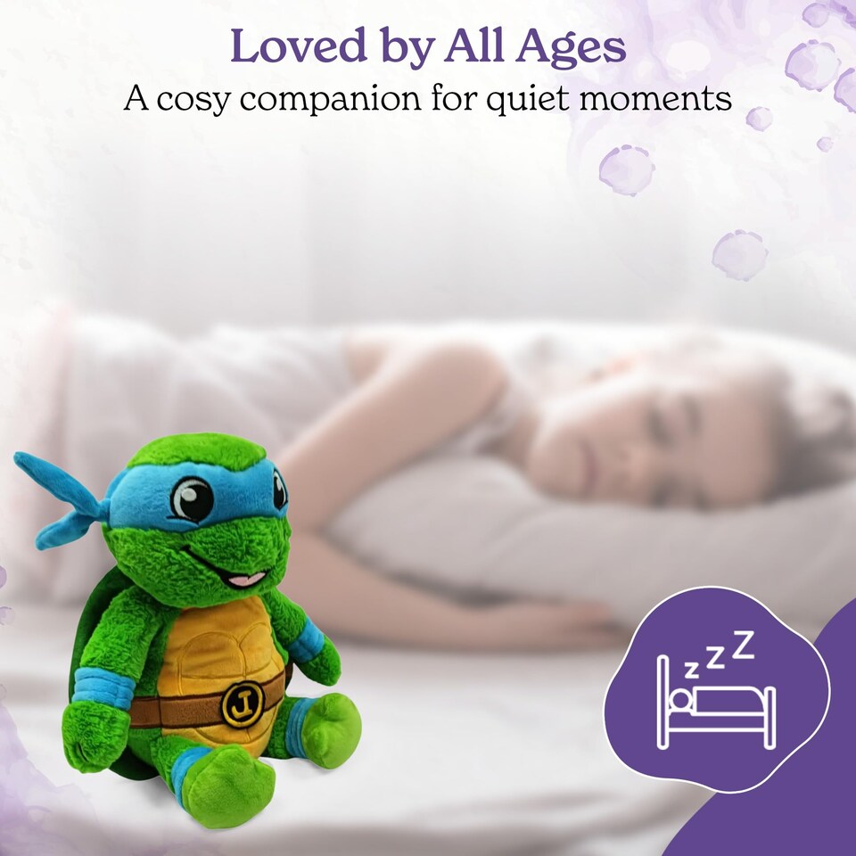 image 1 of Warmies Plush Donatello from Teenage Mutant Ninja Turtles, Microwavable Toy, Heatable Weighted Plushie for Kids and Adults, Stuffed Cuddly Toy, Gently Scented with French Lavender - Purple