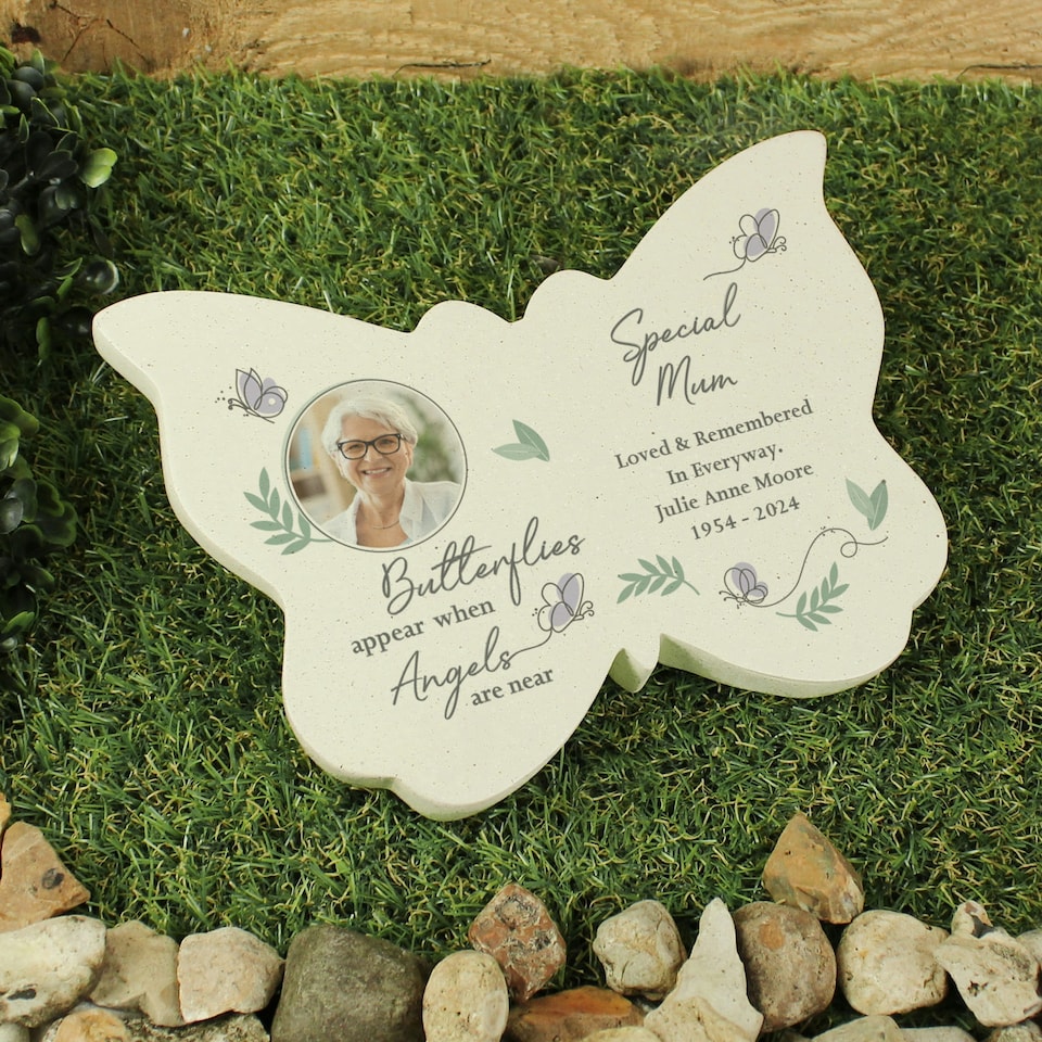 image 1 of Personalised Butterflies Appear Photo Upload Memorial Resin Butterfly