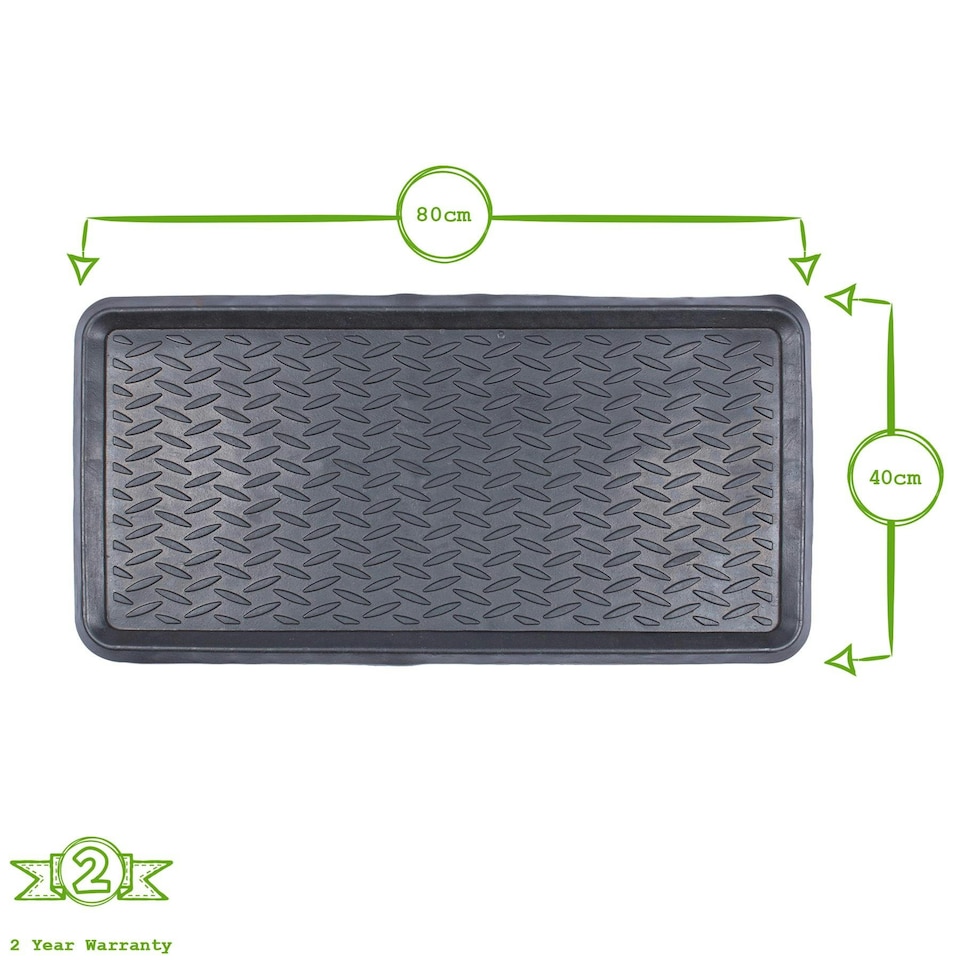 image 1 of Nicola Spring Heavy Duty Rubber Boot Tray - 80 x 40cm - Black Black