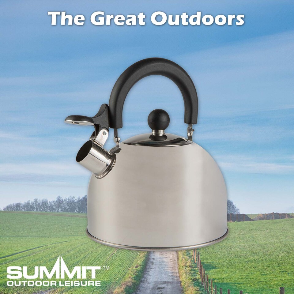 image 1 of PMS 2L Stainless Steel Camping Kettle, Compact Silver