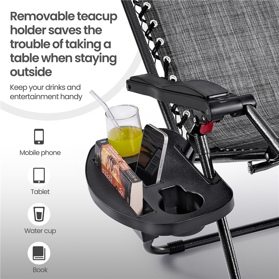 image 1 of Yaheetech 2PCS 72 cm W Oversized Zero Gravity Chairs-Grey | Grey | Grey | One Size
