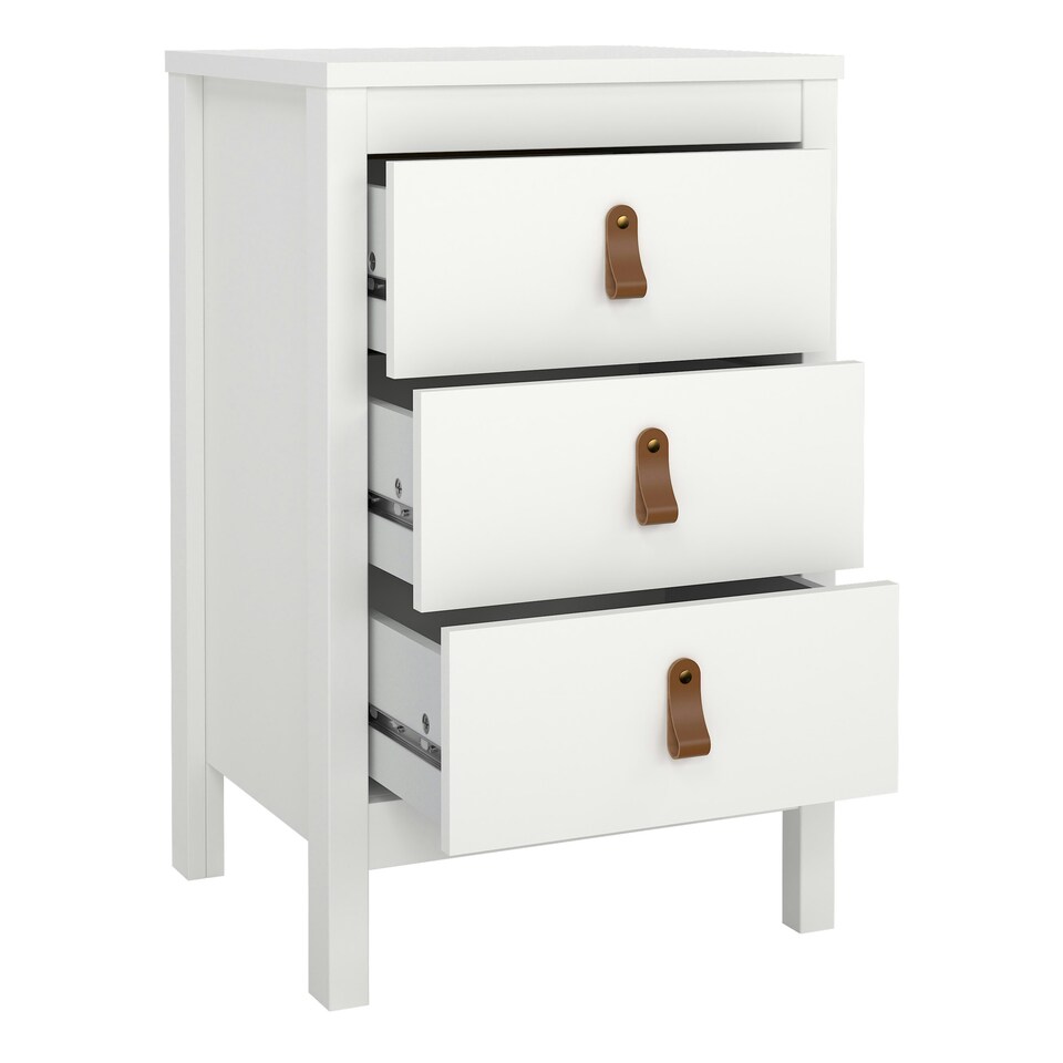 image 1 of Barcelona Bedside Table 3 Drawers in White