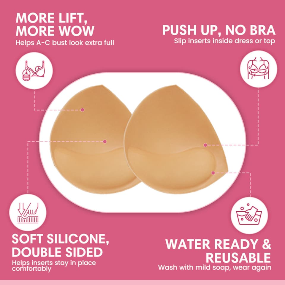 image 1 of Booby Tape A-C Breast Cup Boost, Double Sided Adhesive Push Up Inserts for Fuller Bust, Provides All-Day Support and Comfortable Wear, Waterproof and Reusable, Lifts Up to 1 Cup Size