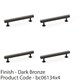 image 2 of 4 PACK - Straight Square Bar Pull Handle - Dark Bronze 128mm Centres SOLID BRASS Drawer