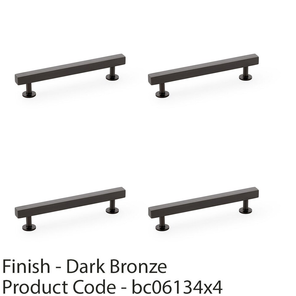 image 1 of 4 PACK - Straight Square Bar Pull Handle - Dark Bronze 128mm Centres SOLID BRASS Drawer