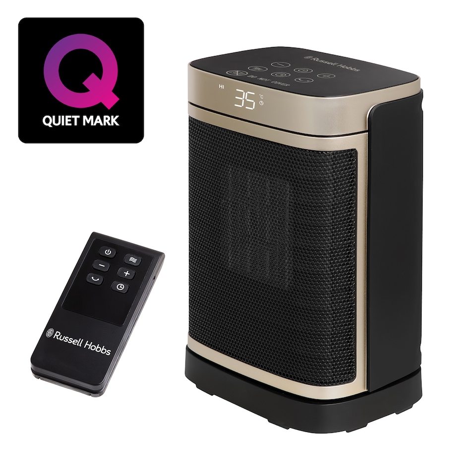 image 1 of Russell Hobbs RHCH2001G Space Heater in Black & Gold Square 1500W Portable Electric Heater