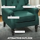 image 3 of HOMCOM Accent Chair Wingback Armchair Tufted Club Wood Fabric, Dark Green | Green | Dark Green | One Size
