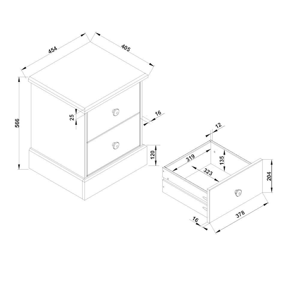 image 1 of Cotswold 2 Drawer Bedside Cabinet - Antique Waxed Pine, Traditional Rustic Country Design | Brown | Antique Waxed Pine | One Size | 1
