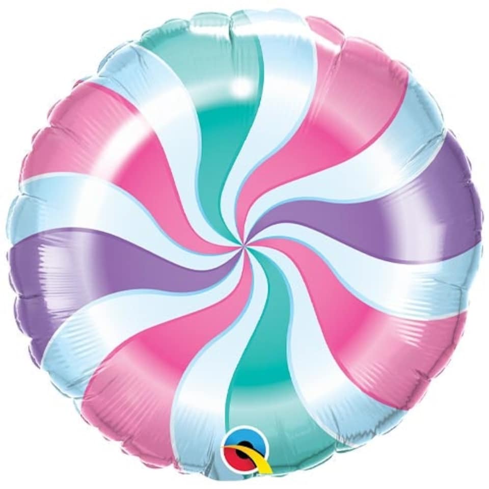 Candy Pastel Swirl Round Foil Helium Qualatex Balloon 46cm / 18 in