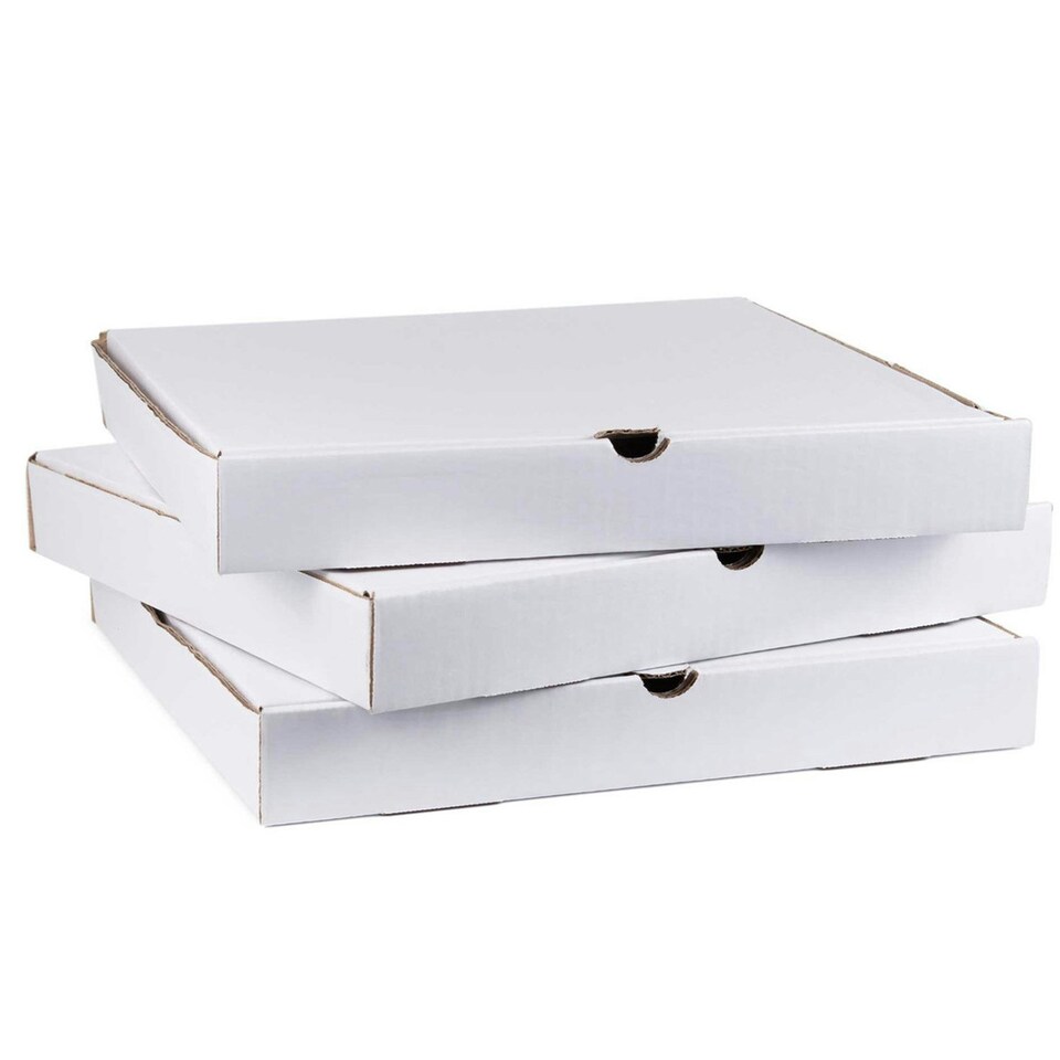 image 1 of 50 x 9" Pizza Boxes Plain White Postal Box Takeaway Style Boxes White