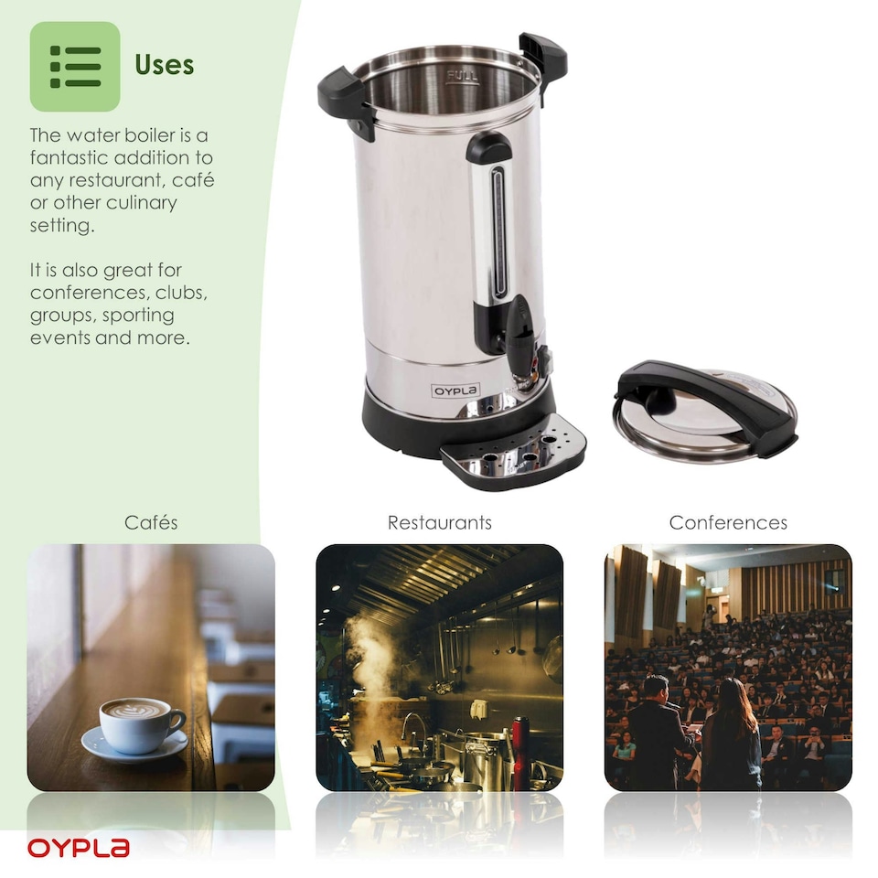 image 1 of Oypla Electrical 10L Catering Hot Water Boiler Tea Urn Coffee