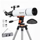 image 1 of Outsunny Astronomy Telescope for Adults and Beginners, 80 mm Aperture Portable Refractor Telescope with 40X/16X Magnification, Adjustable Tripod, Alt-Azimuth Mount, Carry Bag for Travel, White
