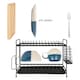 image 7 of Harbour Housewares Metal 2-Tier Dish Drainer Rack with Drip Tray - Black | Black | Black