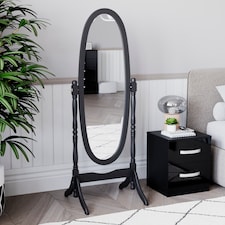 Vida Designs Nishano Oval Cheval Mirror Freestanding Rotating Vanity Mirror, Black