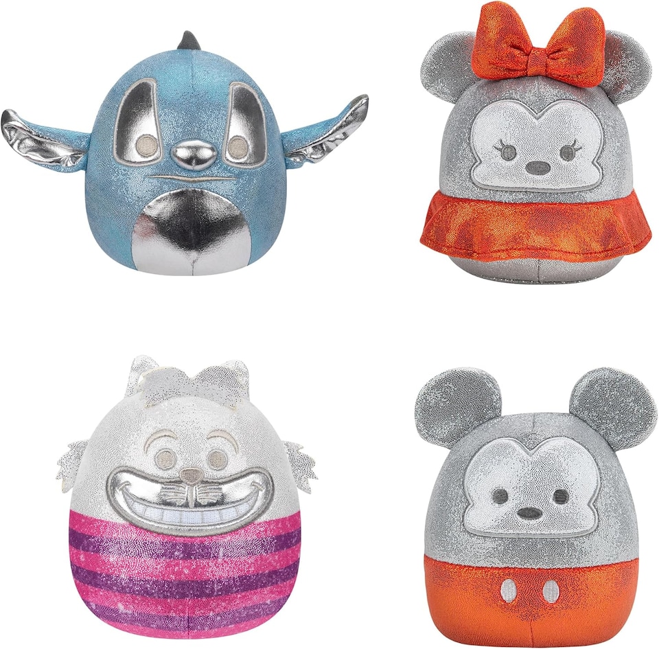 Squishmallows 5 Inch Disney 100 4pc Box Set Mickey, Stitch, Cheshire Cat, Minnie Plush