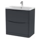image 1 of Balterley Arch Modern Bathroom Floor Standing 2 Drawer Vanity Unit & Ceramic Basin | Grey | Satin Soft Black