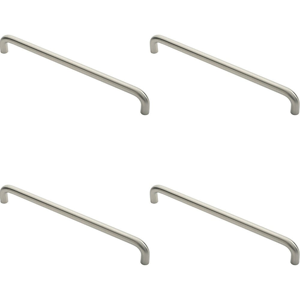 Loops 4x Round D Bar Pull Handle 22mm Dia 450mm Fixing Centres Satin Stainless Steel in Metallics