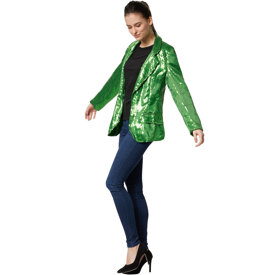 image 1 of Womens sequin jacket | Green | green | 1
