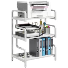 HOMCOM 3-Tier Printer Stand with Storage Shelves, Printer Table, 55 x 40 x 77cm Printer Shelf for Home Office, Study, White