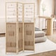 image 3 of COSTWAY 3 Panel Room Divider Folding Display Stand 8 Storage Pockets Natural
