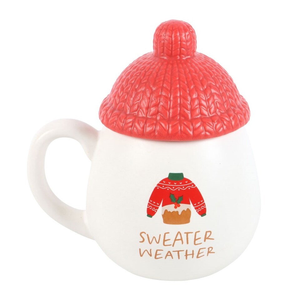 Ceramic Sweater Mug With Hat Lid 480ml Tesco Groceries