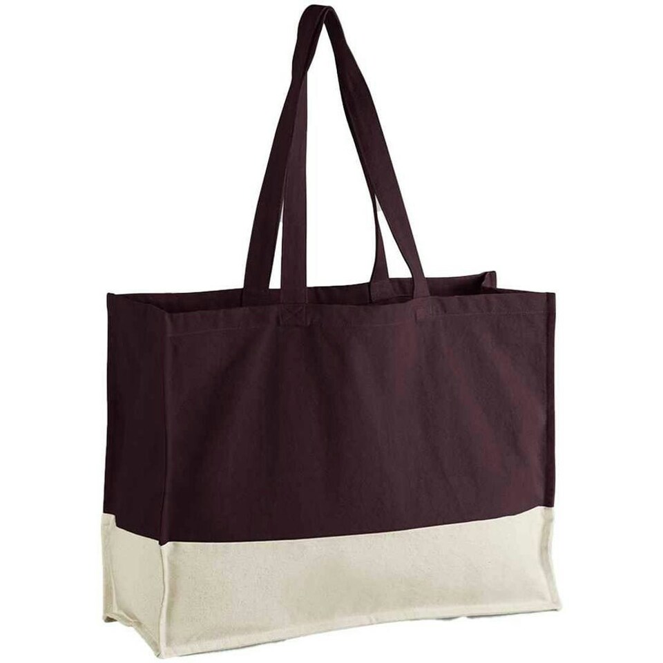 Westford Mill EarthAware Contrast Tote Bag - Oxblood/Natural - One Size