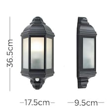 ValueLights Kayleigh Black PIR Motion Sensor Outdoor Wall Light & Cool White LED Bulb