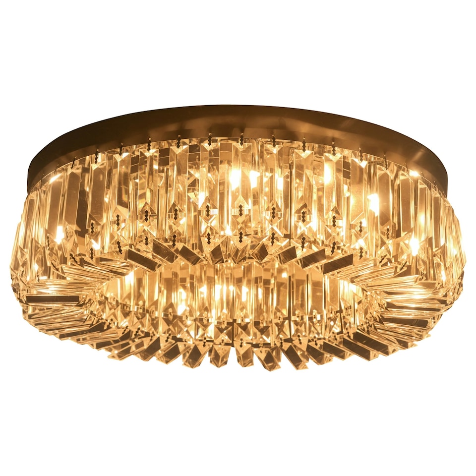 image 1 of HOMCOM Crystal Ceiling Light Modern Chandeliers for Living Room Bedroom Silver