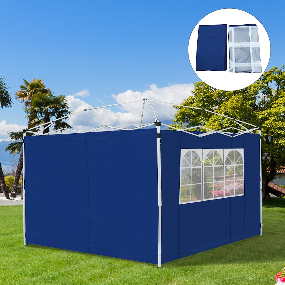 image 1 of Outsunny 3 Meters Gazebo Replaceable Exchangeable Side Panel Wall Panels Walls With Window, Blue