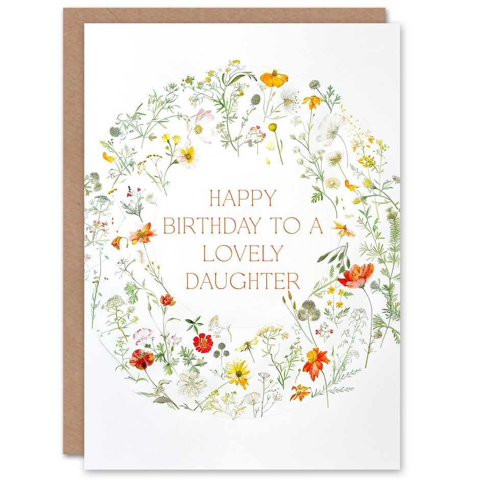 image 1 of Simple Delicate Elegant Floral Circle Daughter Birthday Card