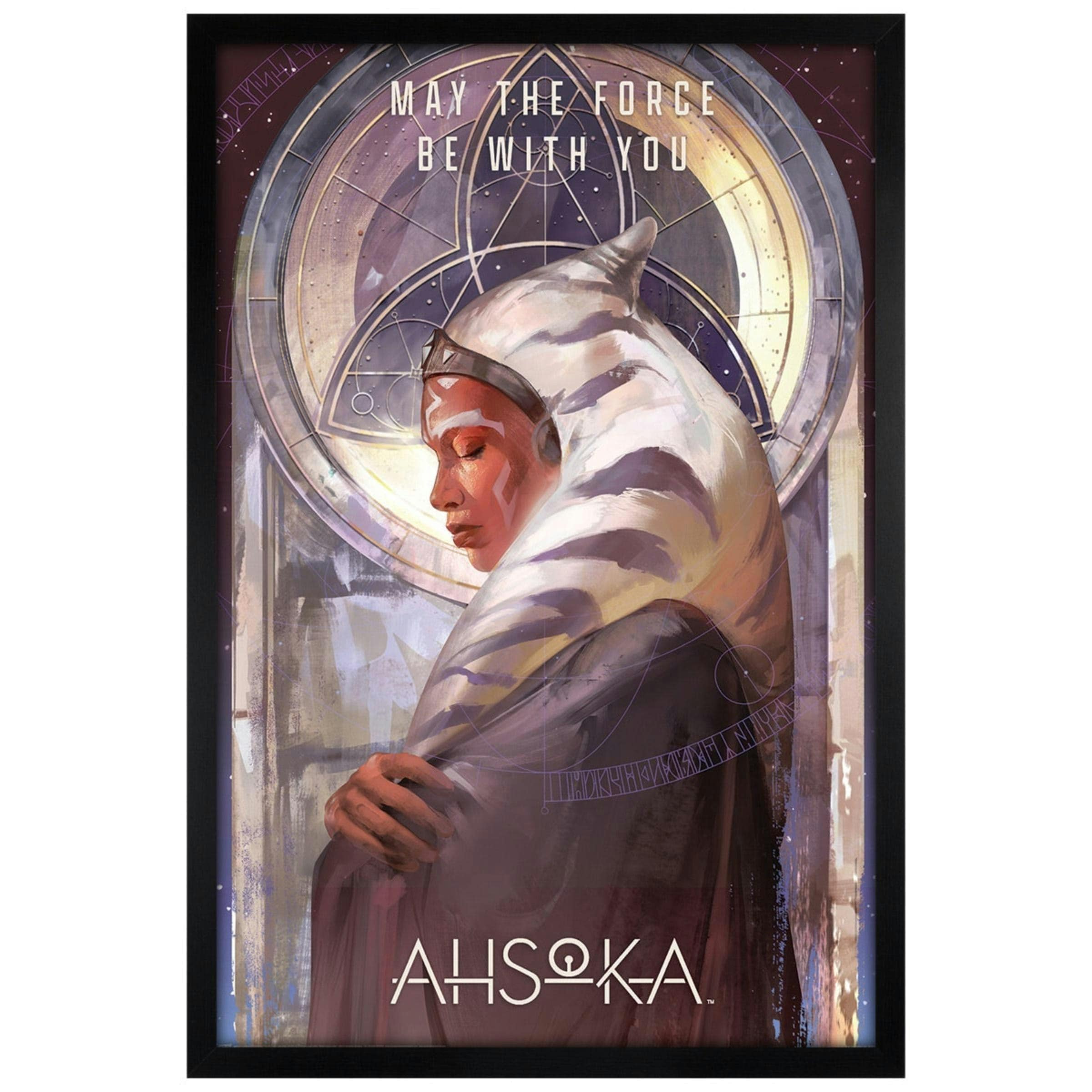 Black Wooden Framed Star Wars: Ahsoka (One With The Force) Maxi Poster Multi