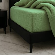 Teddy Fitted Sheet 30cm Extra Deep Soft Cuddly Soft Touch Bedding Green | Super King