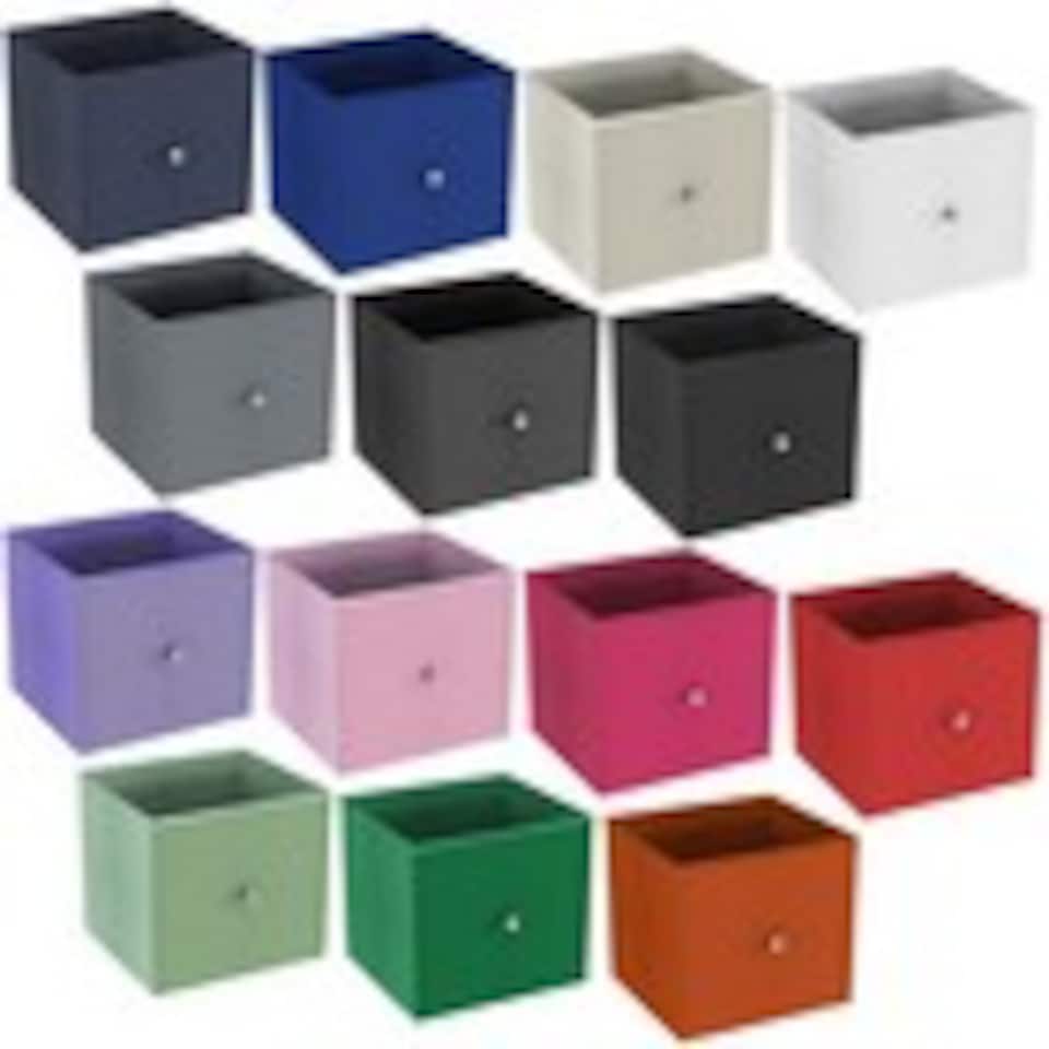 image 1 of Foldable Woven Fabric Storage Cube Box Drawer Insert Organiser Basket with Handle | Purple | Lilac | Pack of 6 | 6