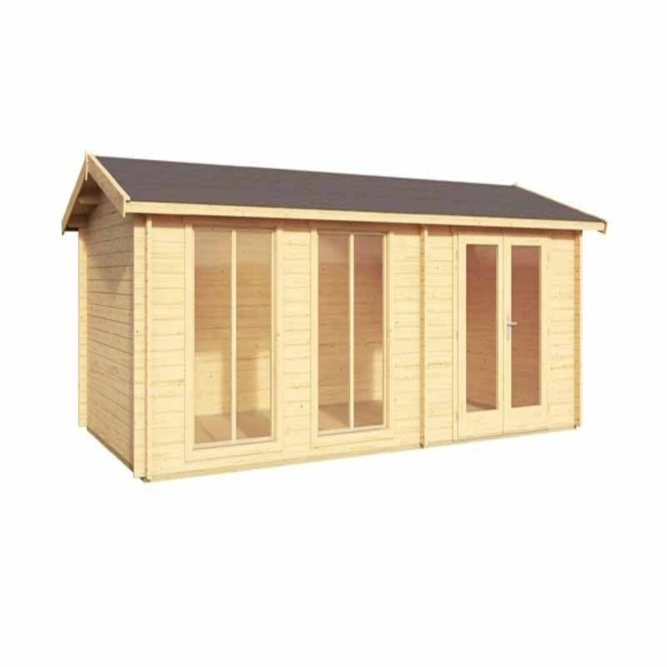 image 1 of Shetland-Log Cabin, Wooden Garden Room, Timber Summerhouse, Home Office - H245 cm Brown