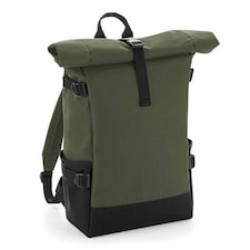 BagBase Block Roll-Top Backpack - Olive/Black - One Size