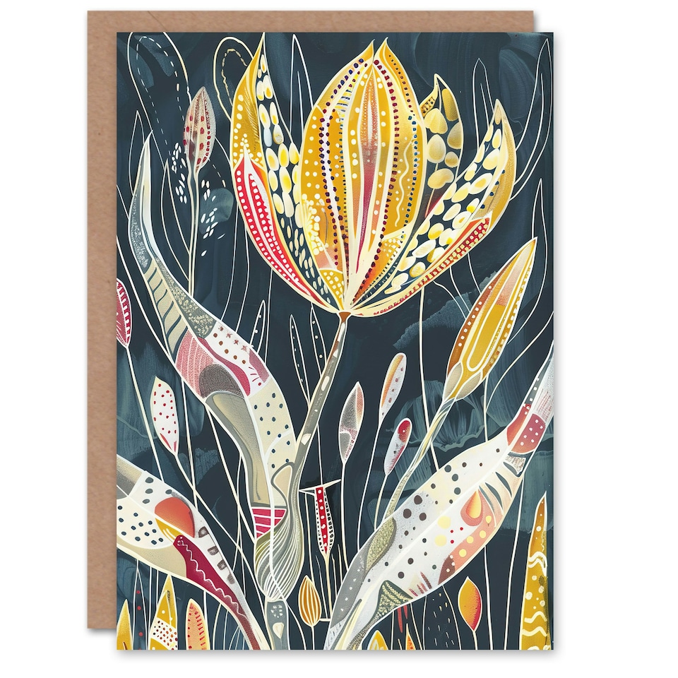 image 1 of Floral Botanical Patterns Leaves Modern Bold Her Birthday Card