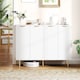 image 2 of HOMCOM Sideboard Buffet Cabinet, Modern Kitchen Storage Cabinet with 4 Doors and Adjustable Shelves, Living Room Cabinet with Metal Legs for Hallway, White | White | White