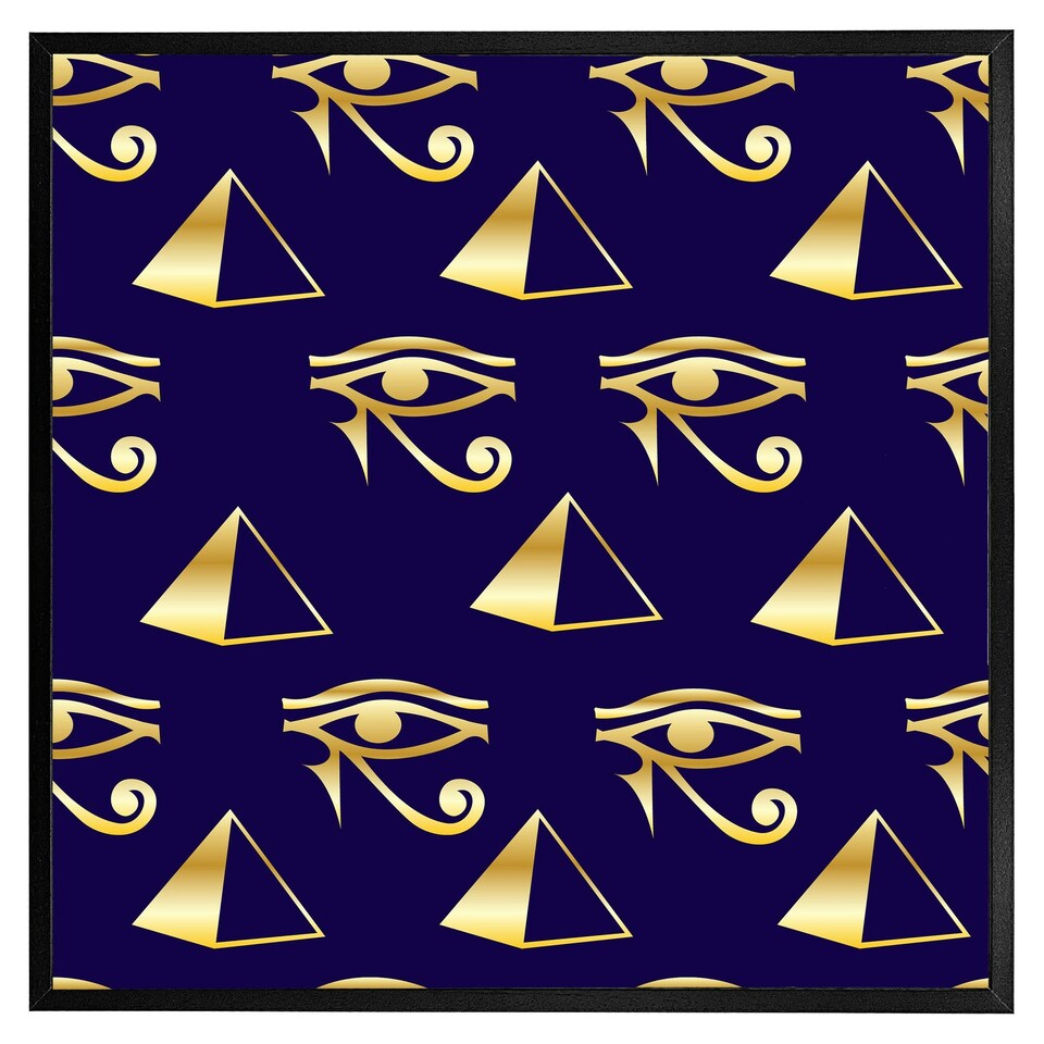 image 1 of Gold pyramid & eye of horus (Picture Frame) Brown | Oak | L