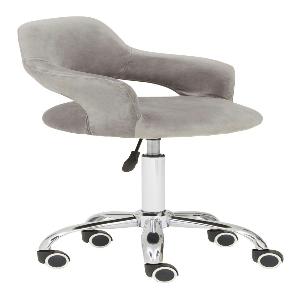 image 1 of Interiors by Premier Fionna Grey Velvet Home Office Chair with Curved Back