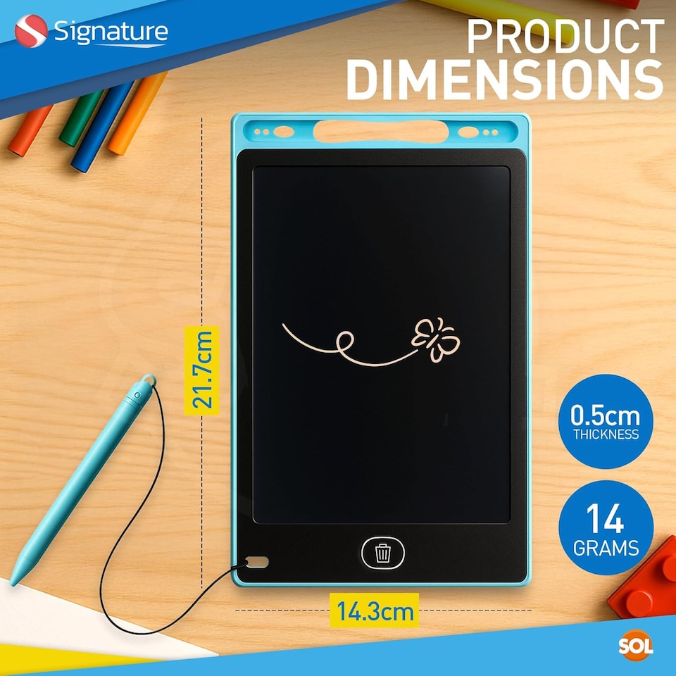 image 1 of 2pk Drawing & Writing Pad – Reusable 8" LCD Tablets with Stylus Pens, Portable Mess-Free Doodle Boards with Erase Function for Kids Ages 3+