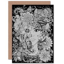 Flower Face Illustration Art Blank Just to Say Card